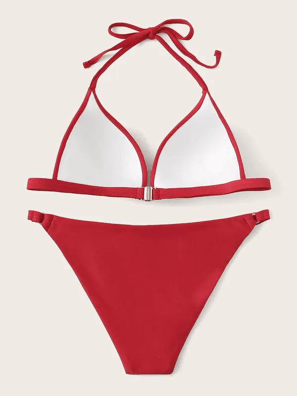 Halter Top With Tanga Bikini Set